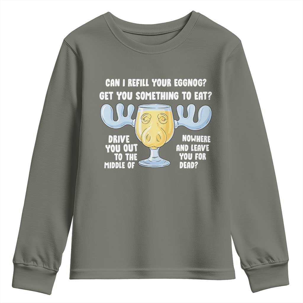 Funny Christmas Vacation Eggnog Youth Sweatshirt Can I Refill Your Eggnogs Get You Something To Eat Xmas Movie - Wonder Print Shop