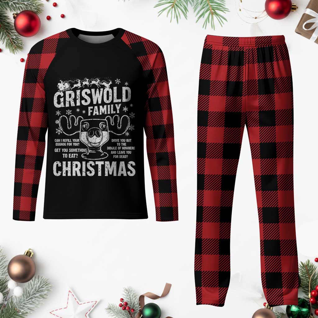 Funny Christmas Vacation Eggnog Plaid Pajama Set Griswold Family Can I Refill Your Eggnogs Xmas Movie - Wonder Print Shop