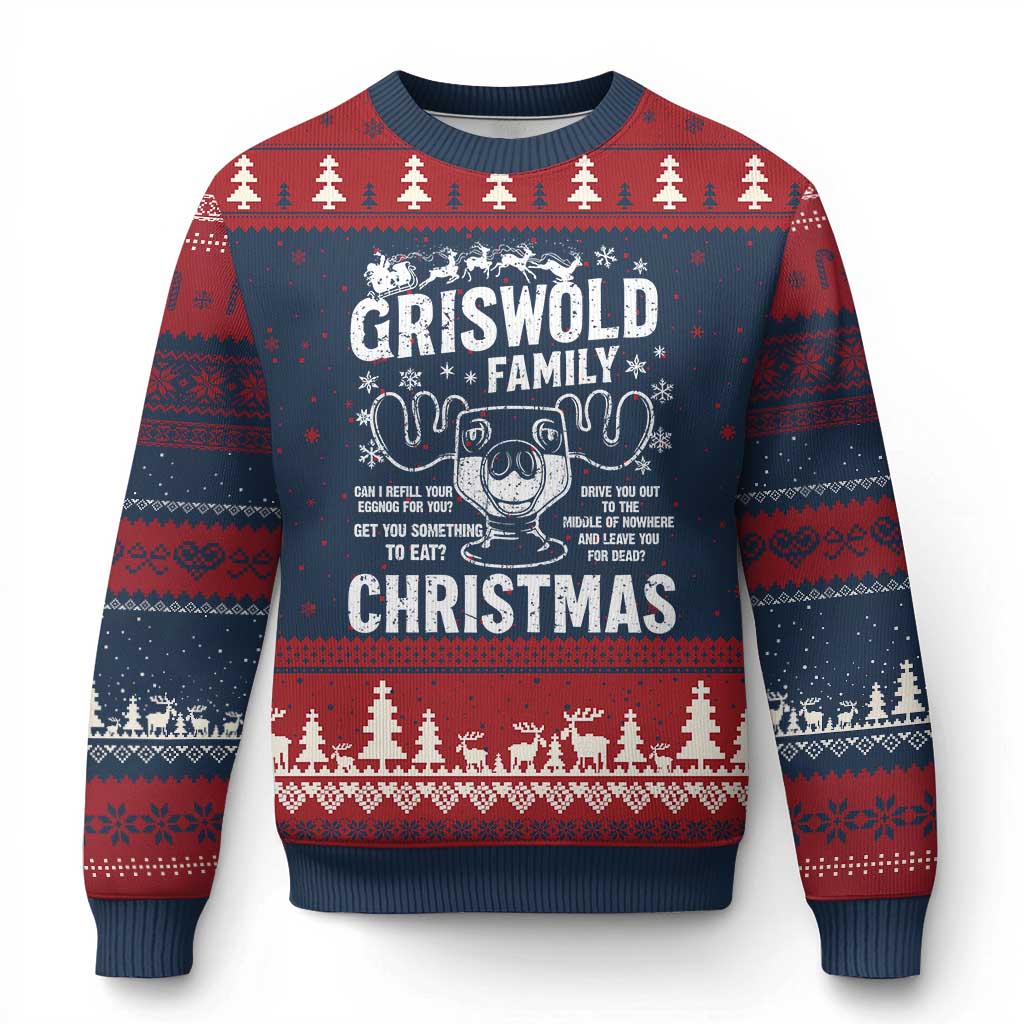 Funny Xmas Vacation Eggnog Ugly Christmas Sweater Griswold Family Can I Refill Your Eggnogs Xmas Movie - Wonder Print Shop