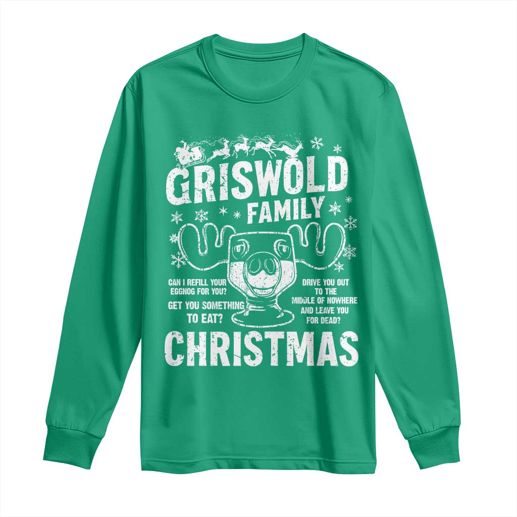 Funny Christmas Vacation Eggnog Long Sleeve Shirt Griswold Family Can I Refill Your Eggnogs Xmas Movie - Wonder Print Shop