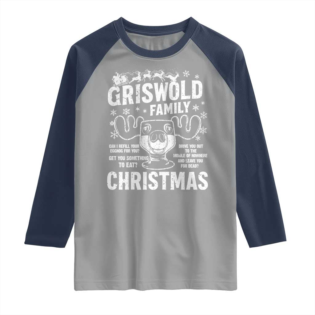 Funny Christmas Vacation Eggnog Raglan Shirt Griswold Family Can I Refill Your Eggnogs Xmas Movie - Wonder Print Shop