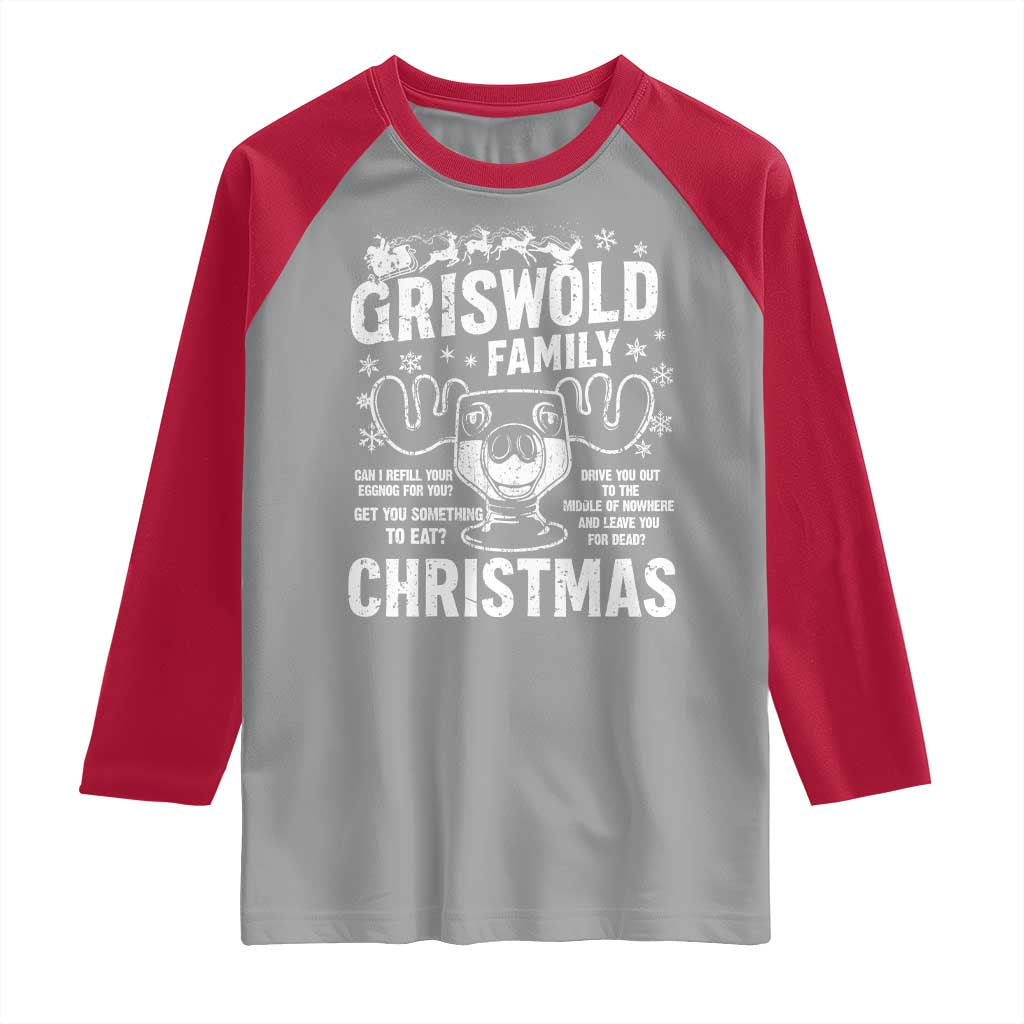 Funny Christmas Vacation Eggnog Raglan Shirt Griswold Family Can I Refill Your Eggnogs Xmas Movie - Wonder Print Shop