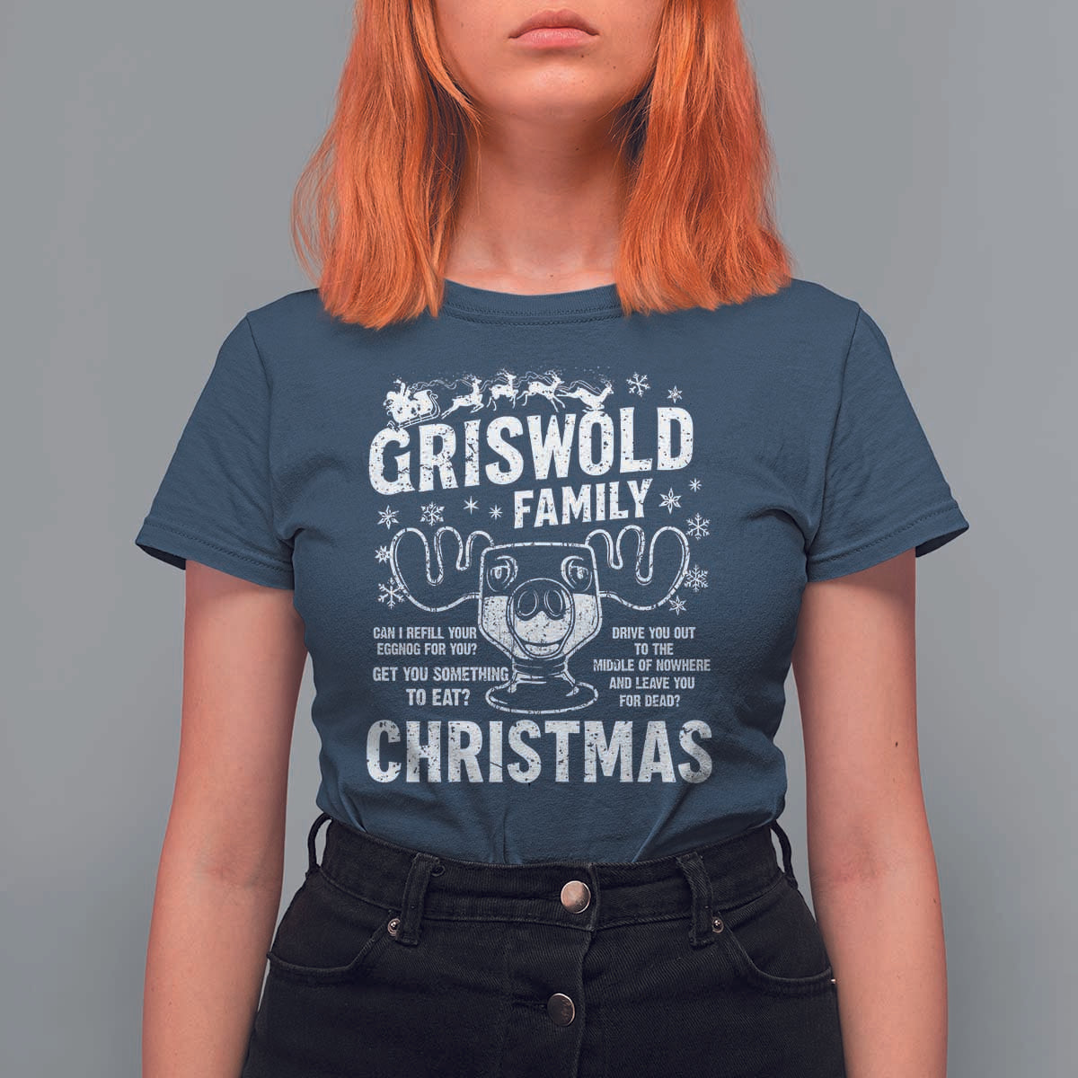 Funny Christmas Vacation Eggnog T Shirt For Women Griswold Family Can I Refill Your Eggnogs Xmas Movie - Wonder Print Shop