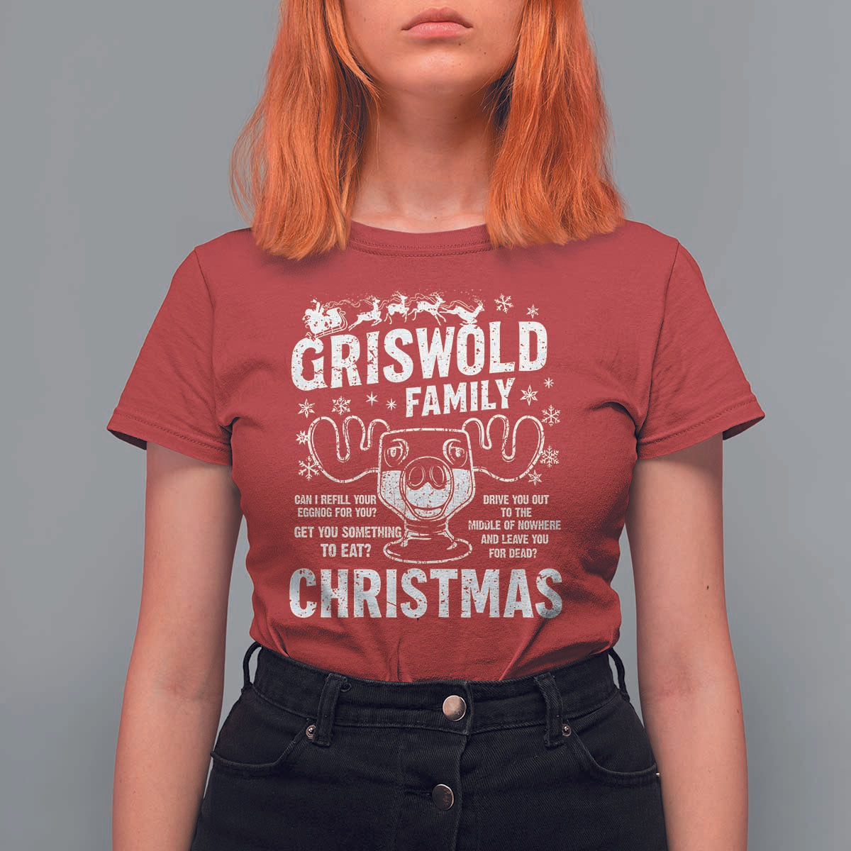 Funny Christmas Vacation Eggnog T Shirt For Women Griswold Family Can I Refill Your Eggnogs Xmas Movie - Wonder Print Shop