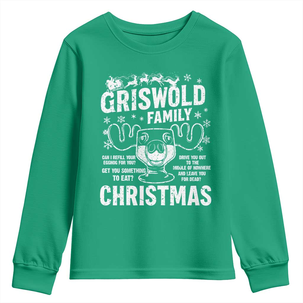 Funny Christmas Vacation Eggnog Youth Sweatshirt Griswold Family Can I Refill Your Eggnogs Xmas Movie - Wonder Print Shop