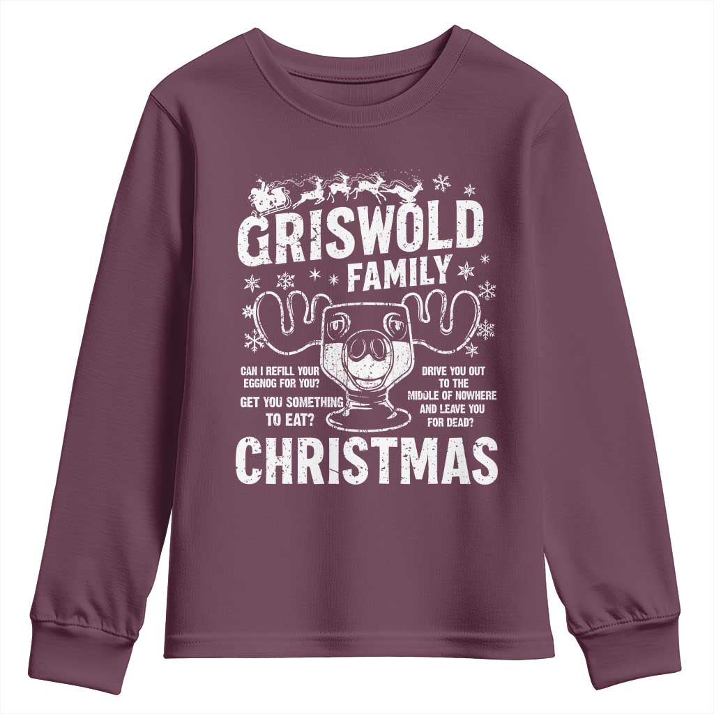 Funny Christmas Vacation Eggnog Youth Sweatshirt Griswold Family Can I Refill Your Eggnogs Xmas Movie - Wonder Print Shop