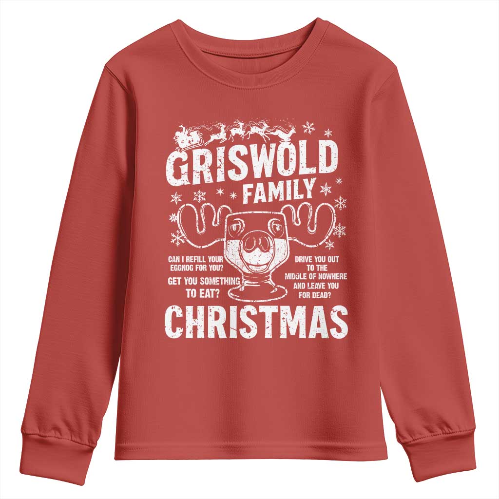 Funny Christmas Vacation Eggnog Youth Sweatshirt Griswold Family Can I Refill Your Eggnogs Xmas Movie - Wonder Print Shop