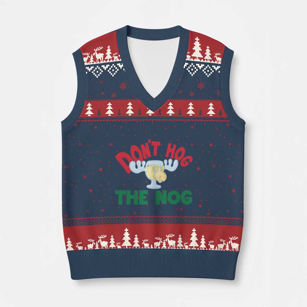 Funny Dont Hog The Nog Xmas Movie V-Neck Knit Sweater Vest Xmas Vacation Eggnog Moose - Wonder Print Shop