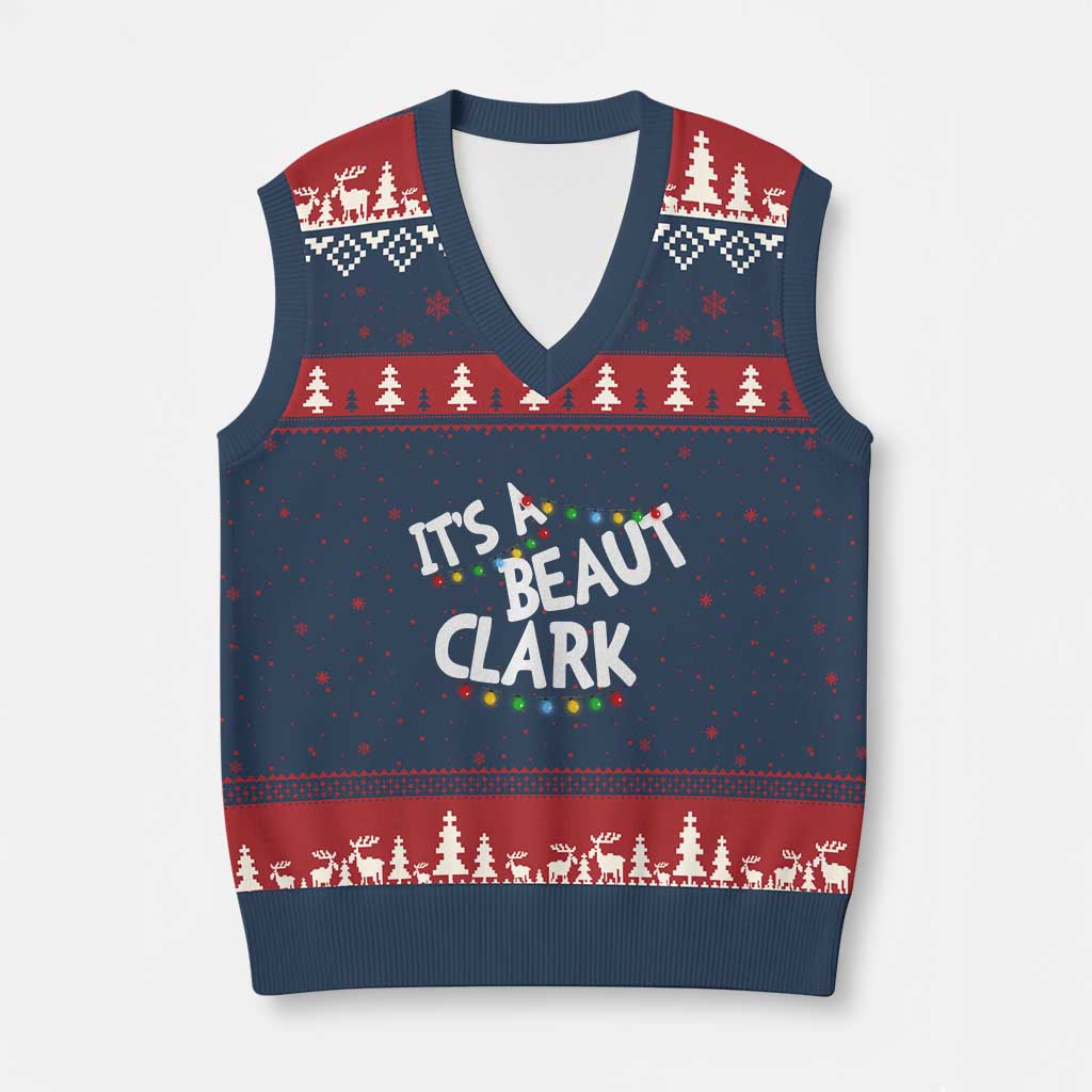 Funny Xmas Movie Its A Beaut Clark V-Neck Knit Sweater Vest Christmas Vacation Holiday Lights - Wonder Print Shop