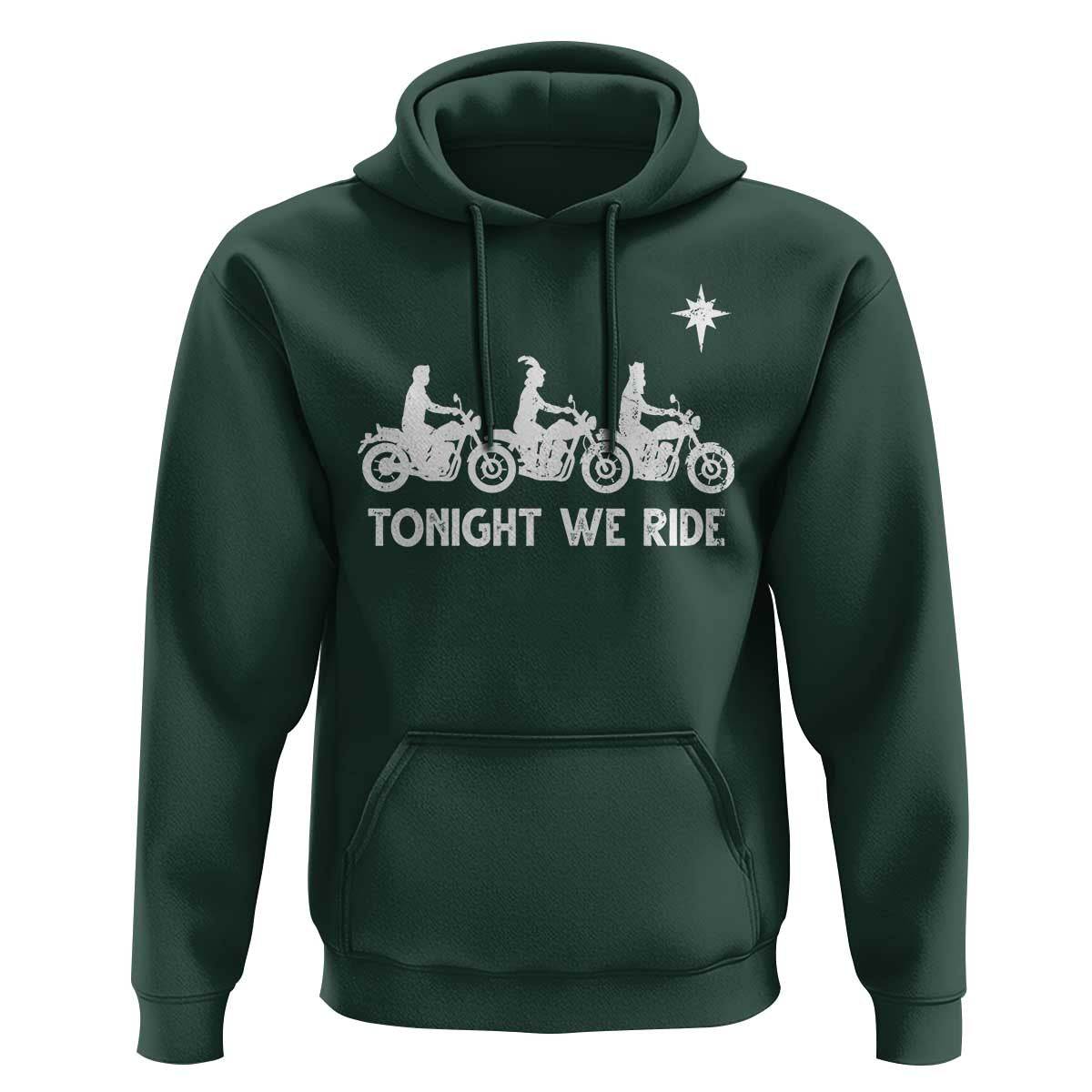 Funny Christmas Christian Biker Hoodie Tonight We Ride Three Wise Men Faith Xmas Motorbikes - Wonder Print Shop