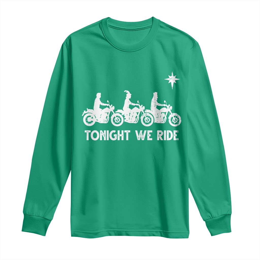 Funny Christmas Christian Biker Long Sleeve Shirt Tonight We Ride Three Wise Men Faith Xmas Motorbikes - Wonder Print Shop