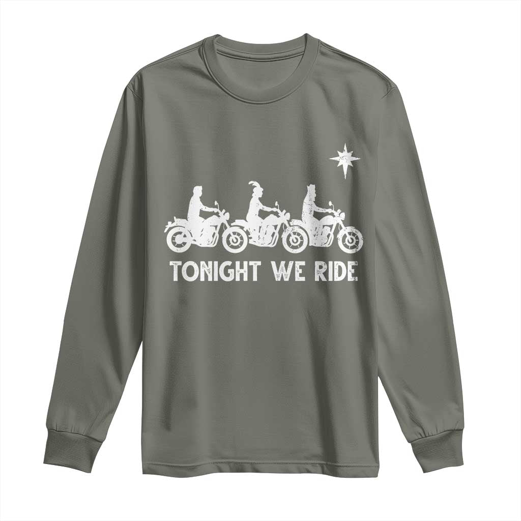 Funny Christmas Christian Biker Long Sleeve Shirt Tonight We Ride Three Wise Men Faith Xmas Motorbikes - Wonder Print Shop