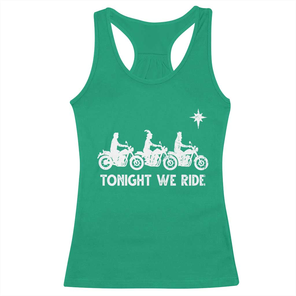 Funny Christmas Christian Biker Racerback Tank Top Tonight We Ride Three Wise Men Faith Xmas Motorbikes - Wonder Print Shop