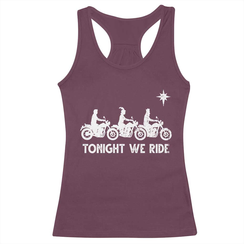 Funny Christmas Christian Biker Racerback Tank Top Tonight We Ride Three Wise Men Faith Xmas Motorbikes - Wonder Print Shop