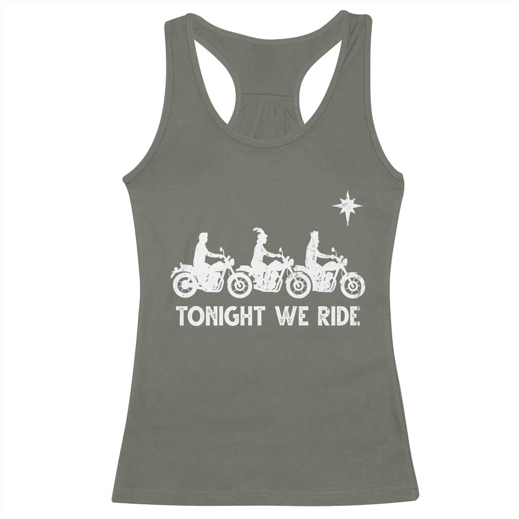 Funny Christmas Christian Biker Racerback Tank Top Tonight We Ride Three Wise Men Faith Xmas Motorbikes - Wonder Print Shop