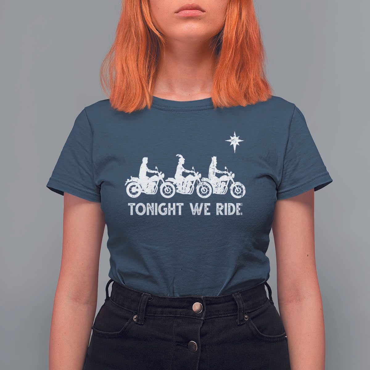 Funny Christmas Christian Biker T Shirt For Women Tonight We Ride Three Wise Men Faith Xmas Motorbikes - Wonder Print Shop