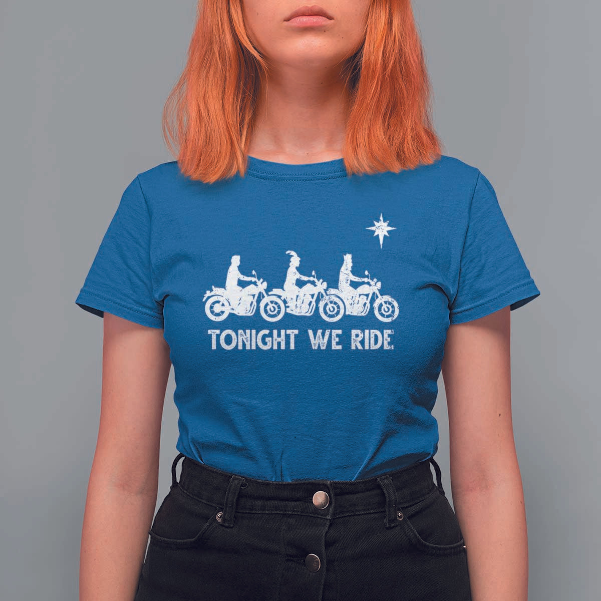 Funny Christmas Christian Biker T Shirt For Women Tonight We Ride Three Wise Men Faith Xmas Motorbikes - Wonder Print Shop