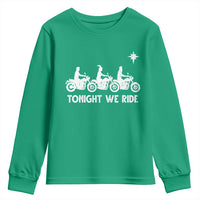 Funny Christmas Christian Biker Youth Sweatshirt Tonight We Ride Three Wise Men Faith Xmas Motorbikes - Wonder Print Shop