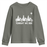 Funny Christmas Christian Biker Youth Sweatshirt Tonight We Ride Three Wise Men Faith Xmas Motorbikes - Wonder Print Shop