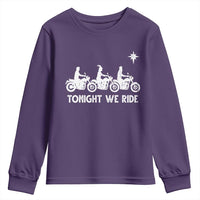 Funny Christmas Christian Biker Youth Sweatshirt Tonight We Ride Three Wise Men Faith Xmas Motorbikes - Wonder Print Shop