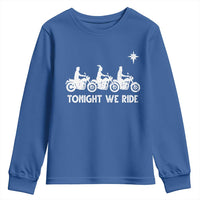 Funny Christmas Christian Biker Youth Sweatshirt Tonight We Ride Three Wise Men Faith Xmas Motorbikes - Wonder Print Shop