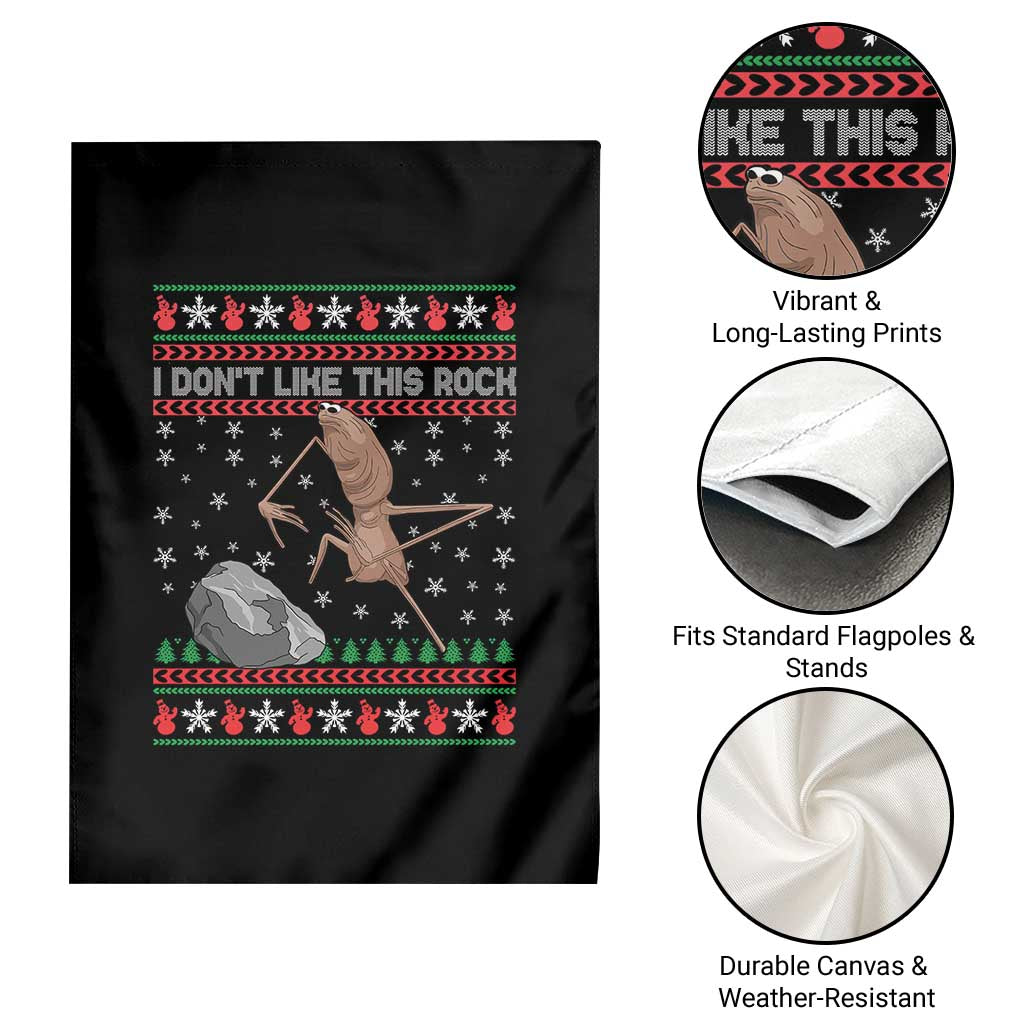 Funny Marcus The Worm Christmas Garden Flag I Dont Like This Rock Xmas Meme - Wonder Print Shop