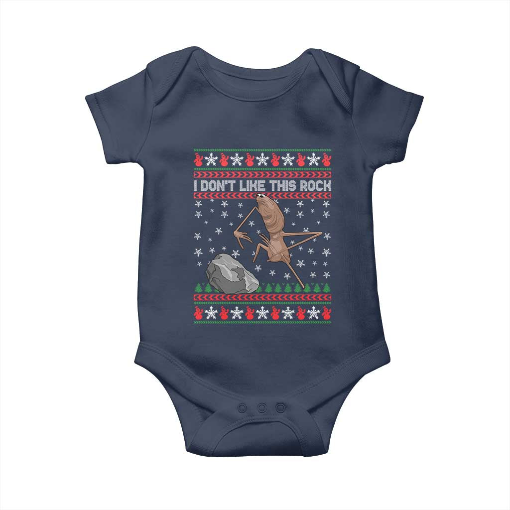 Funny Marcus The Worm Christmas Baby Onesie I Dont Like This Rock Xmas Meme - Wonder Print Shop