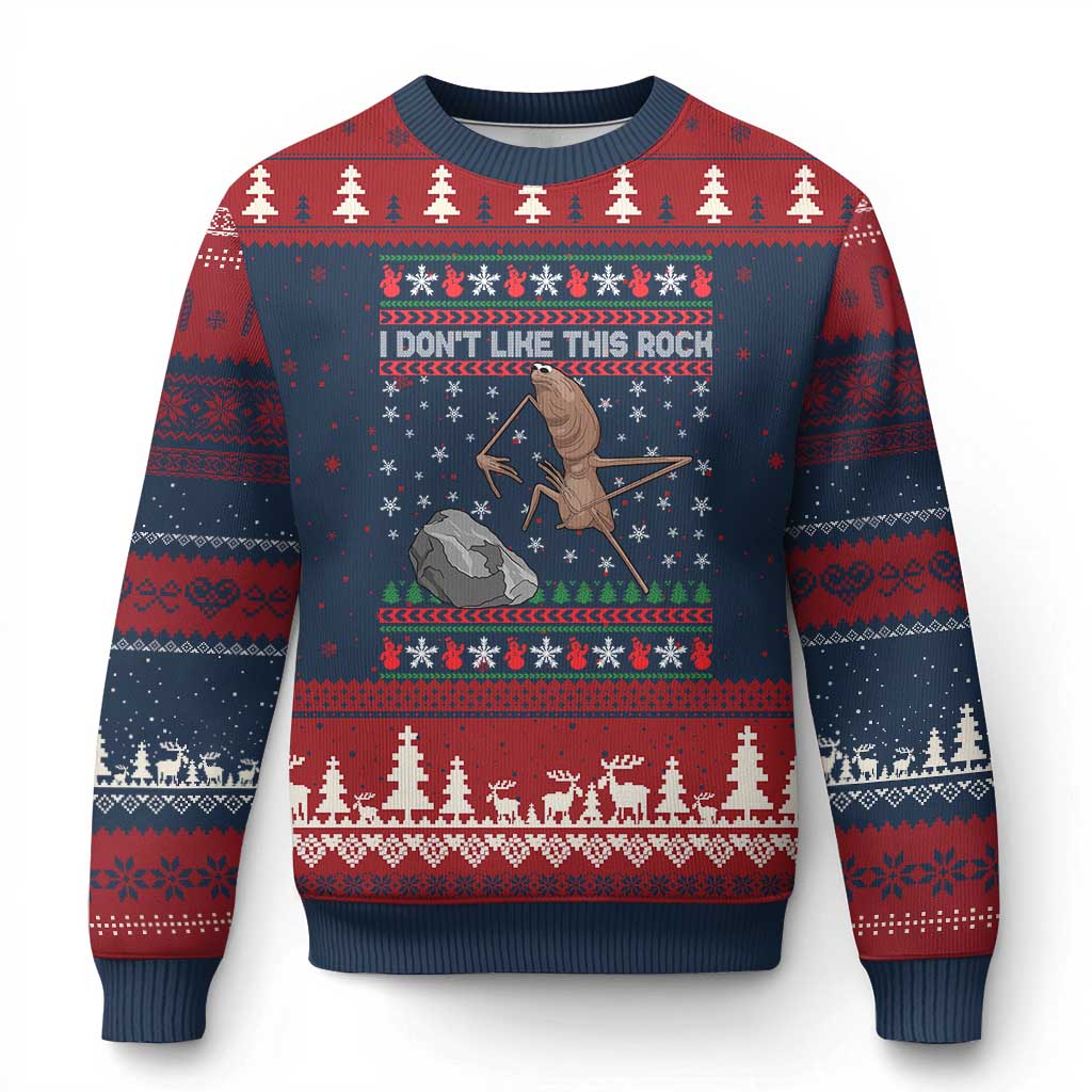 Funny Marcus The Worm Xmas Ugly Christmas Sweater I Dont Like This Rock Xmas Meme - Wonder Print Shop