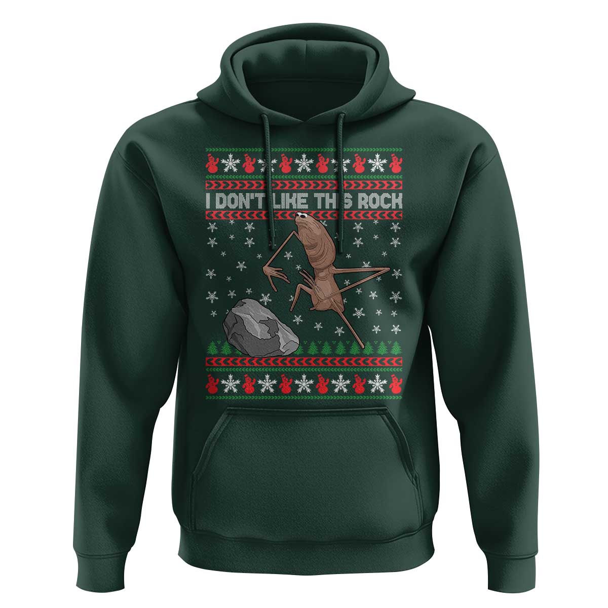 Funny Marcus The Worm Christmas Hoodie I Dont Like This Rock Xmas Meme - Wonder Print Shop