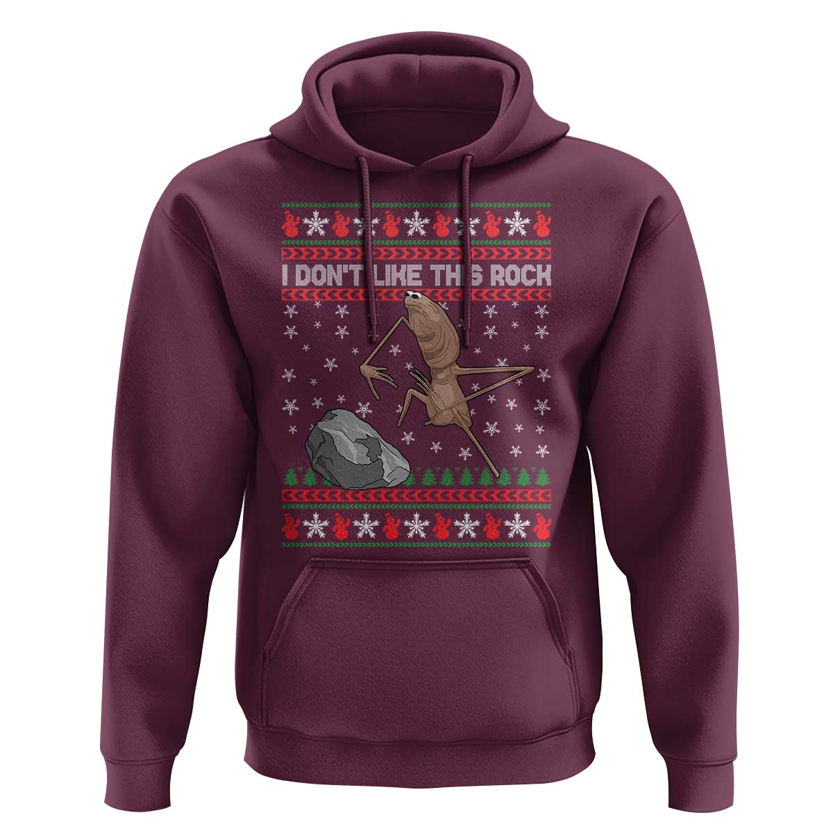 Funny Marcus The Worm Christmas Hoodie I Dont Like This Rock Xmas Meme - Wonder Print Shop