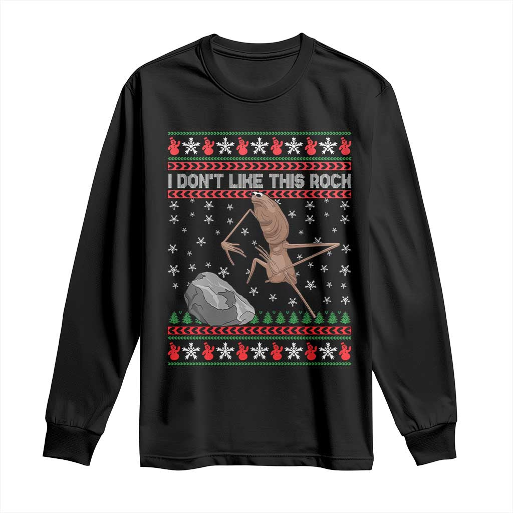 Funny Marcus The Worm Christmas Long Sleeve Shirt I Dont Like This Rock Xmas Meme - Wonder Print Shop