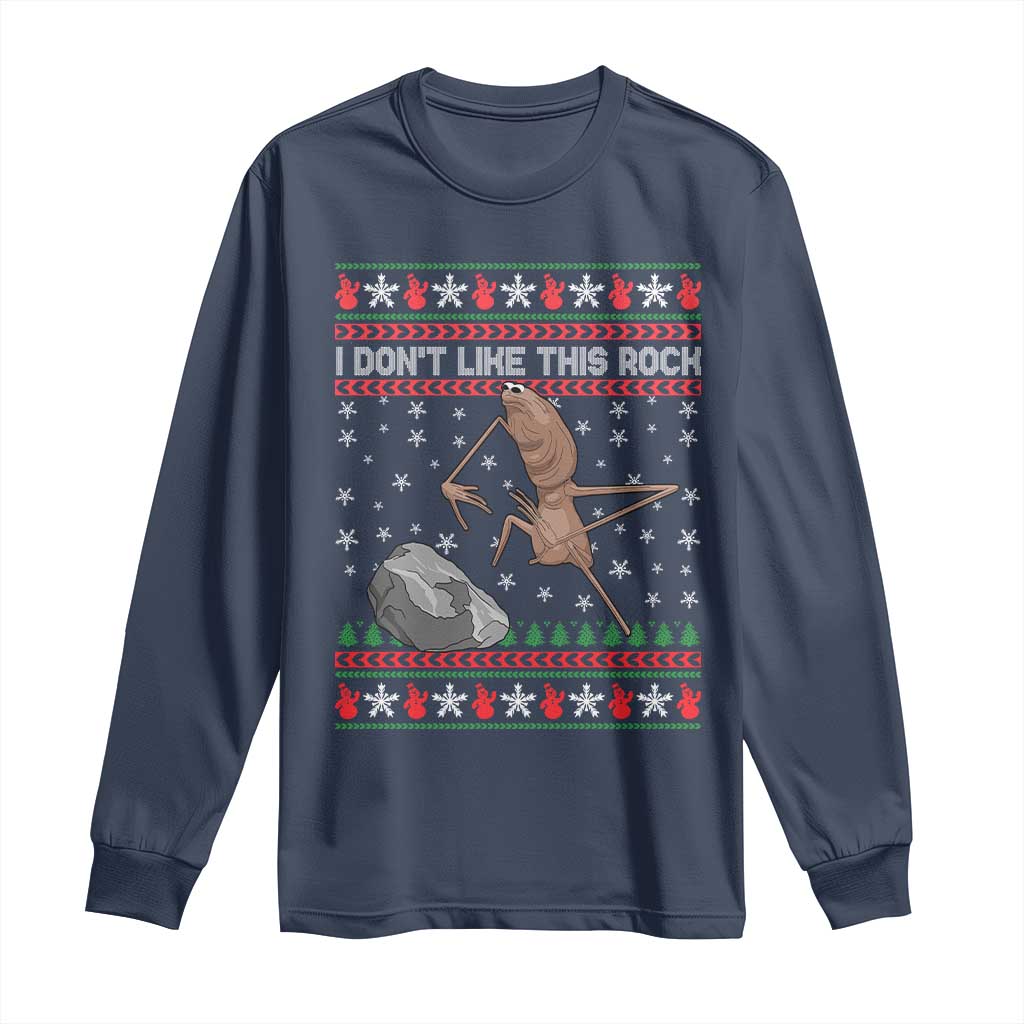 Funny Marcus The Worm Christmas Long Sleeve Shirt I Dont Like This Rock Xmas Meme - Wonder Print Shop