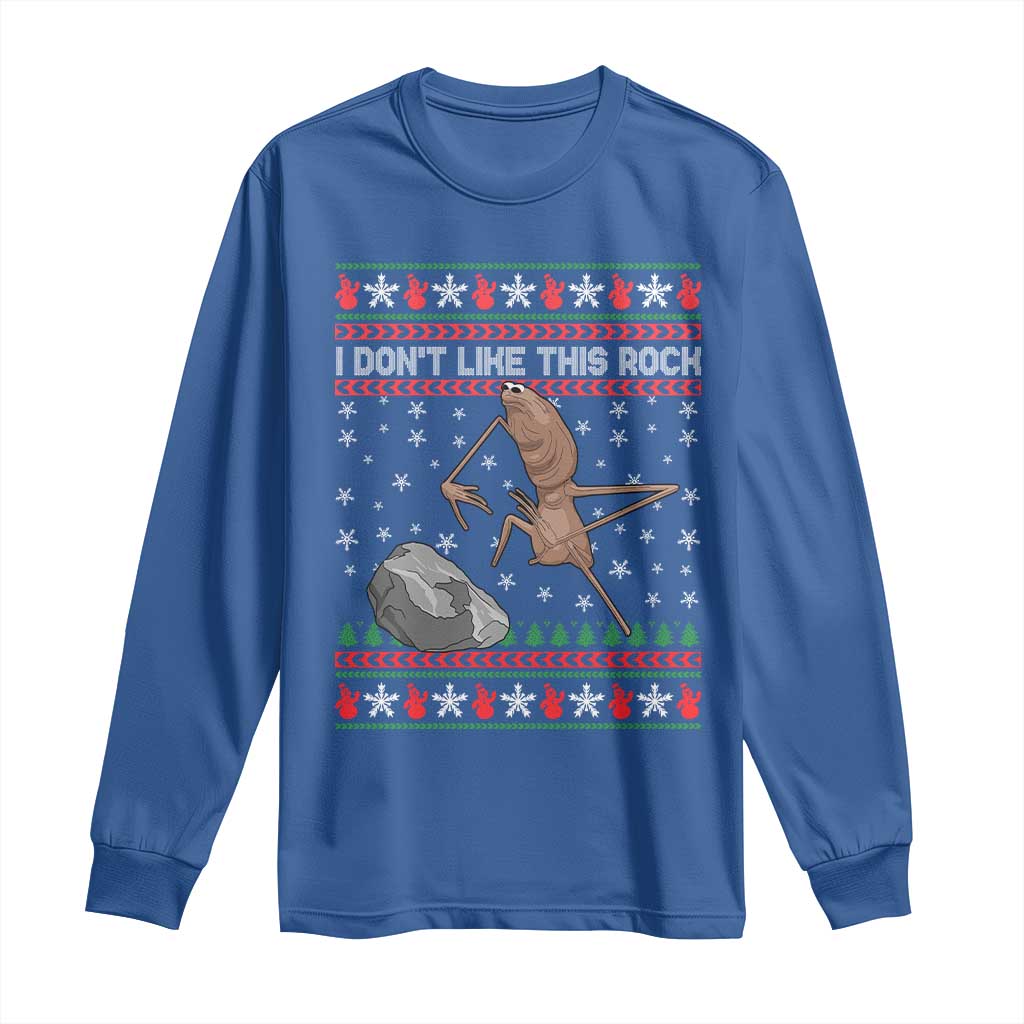 Funny Marcus The Worm Christmas Long Sleeve Shirt I Dont Like This Rock Xmas Meme - Wonder Print Shop