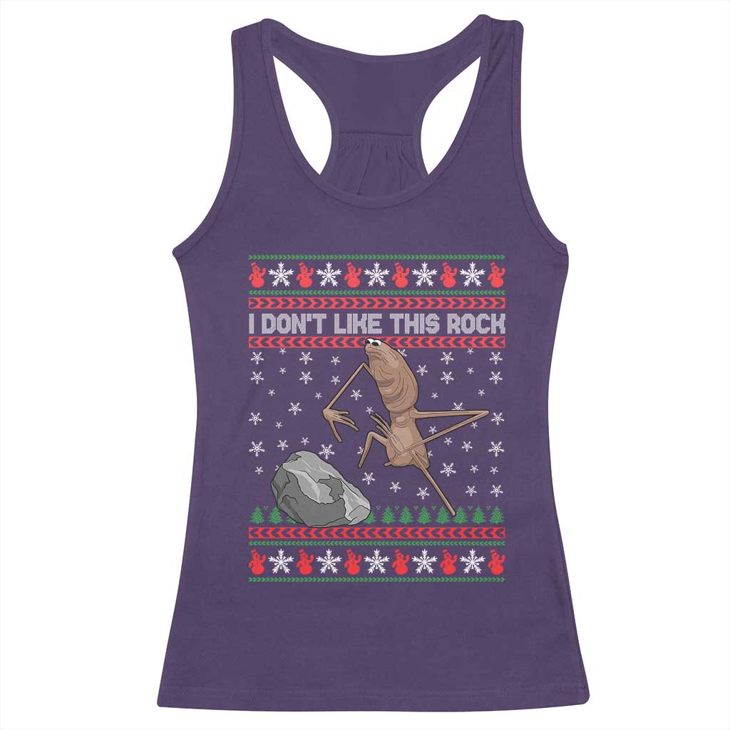 Funny Marcus The Worm Christmas Racerback Tank Top I Dont Like This Rock Xmas Meme - Wonder Print Shop