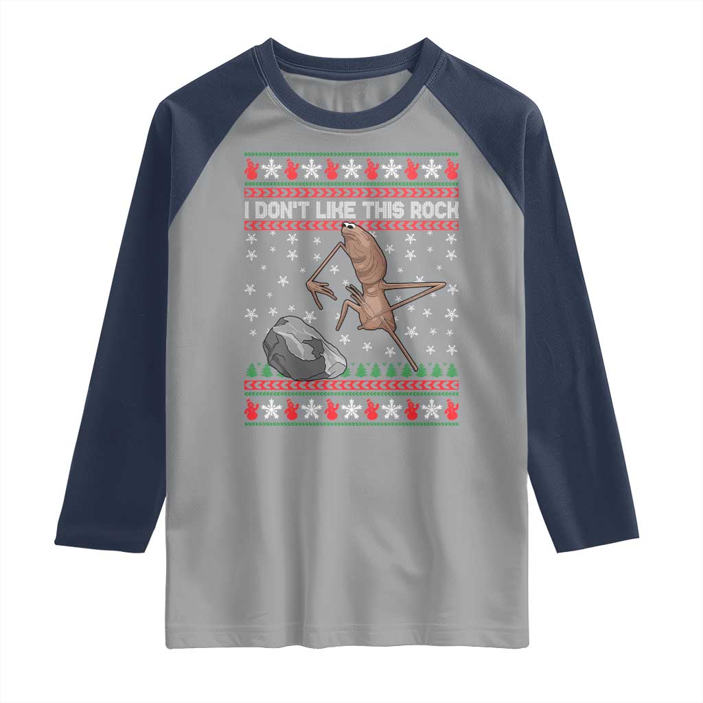 Funny Marcus The Worm Christmas Raglan Shirt I Dont Like This Rock Xmas Meme - Wonder Print Shop
