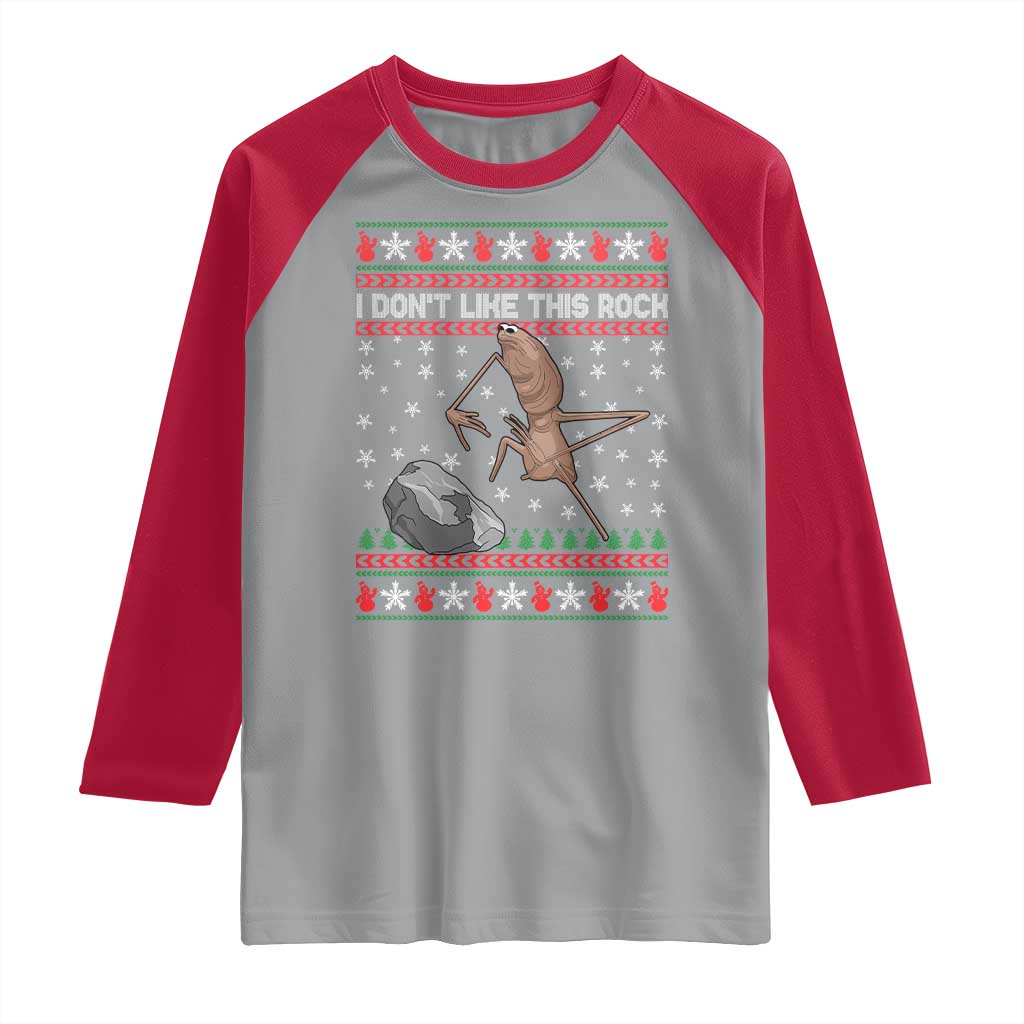 Funny Marcus The Worm Christmas Raglan Shirt I Dont Like This Rock Xmas Meme - Wonder Print Shop