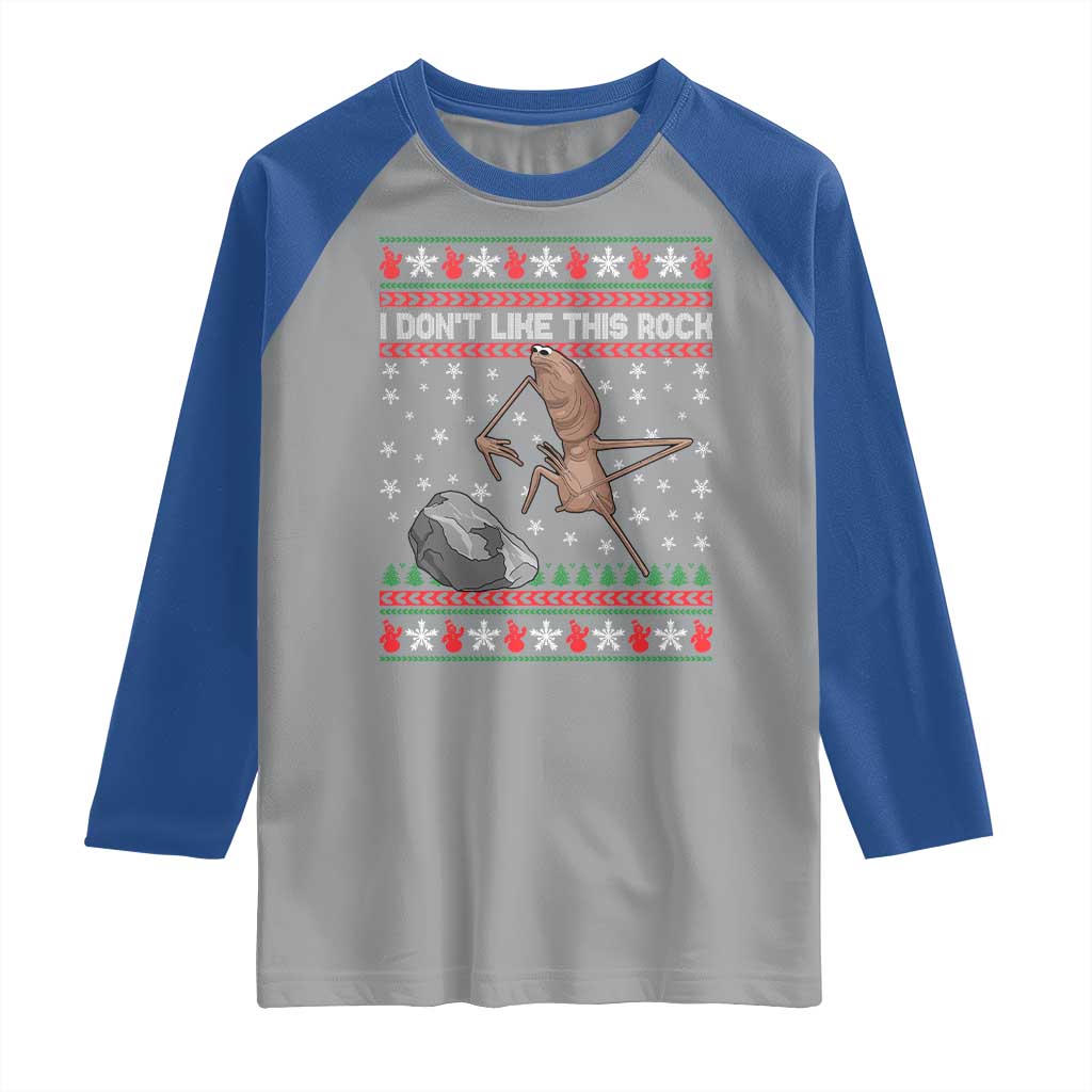 Funny Marcus The Worm Christmas Raglan Shirt I Dont Like This Rock Xmas Meme - Wonder Print Shop