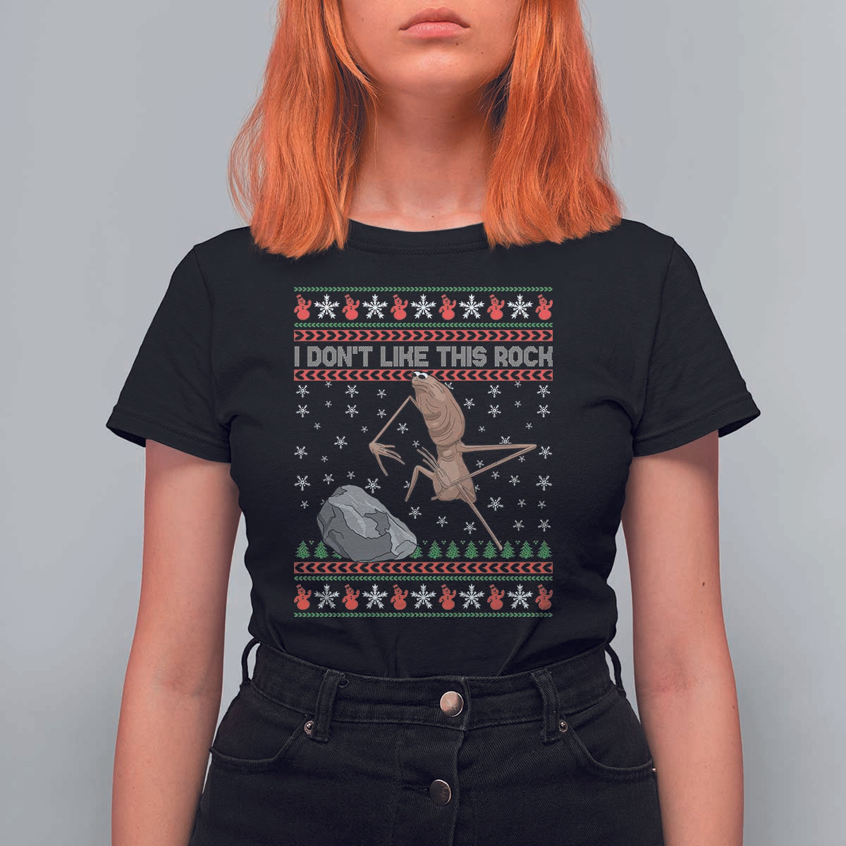 Funny Marcus The Worm Christmas T Shirt For Women I Dont Like This Rock Xmas Meme - Wonder Print Shop