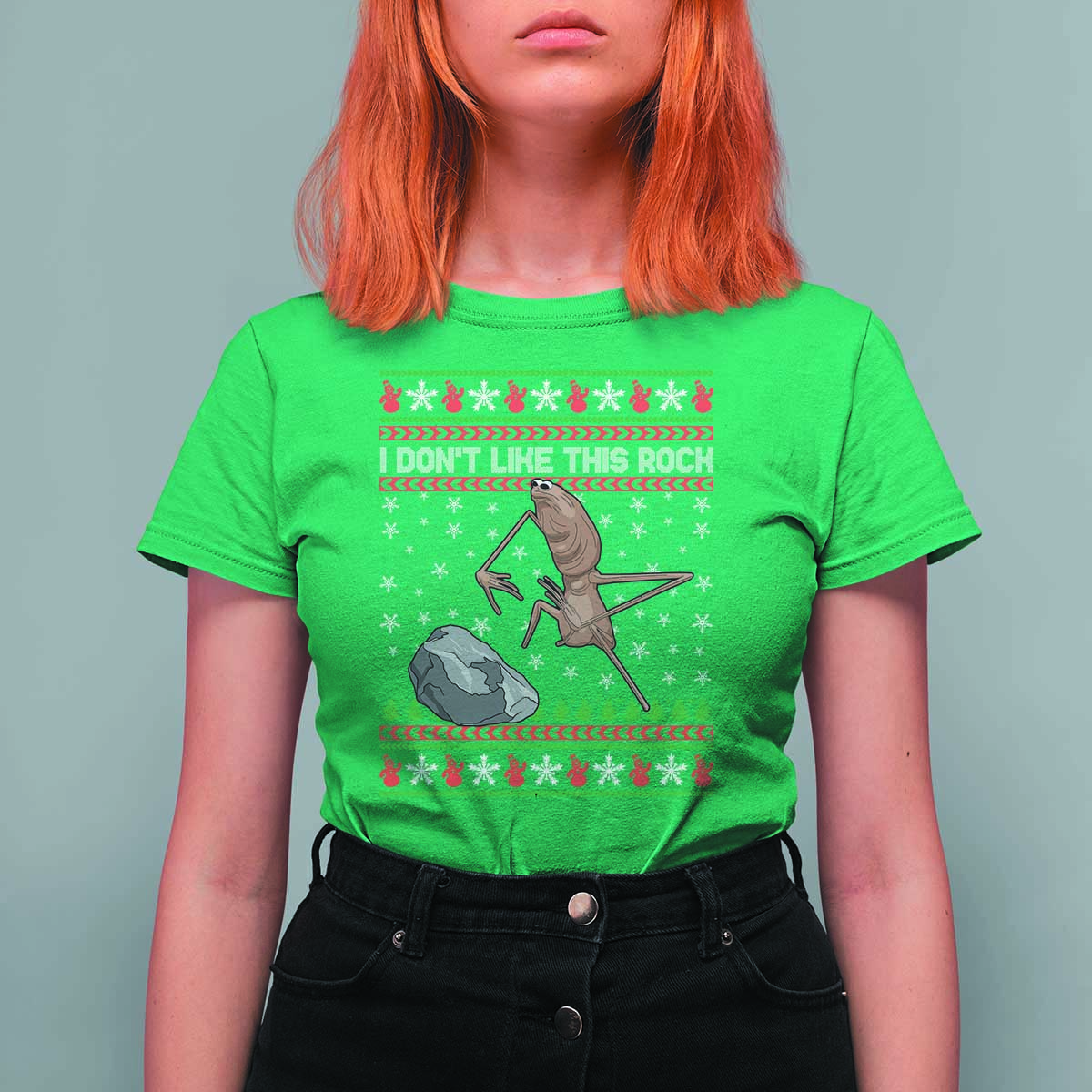 Funny Marcus The Worm Christmas T Shirt For Women I Dont Like This Rock Xmas Meme - Wonder Print Shop