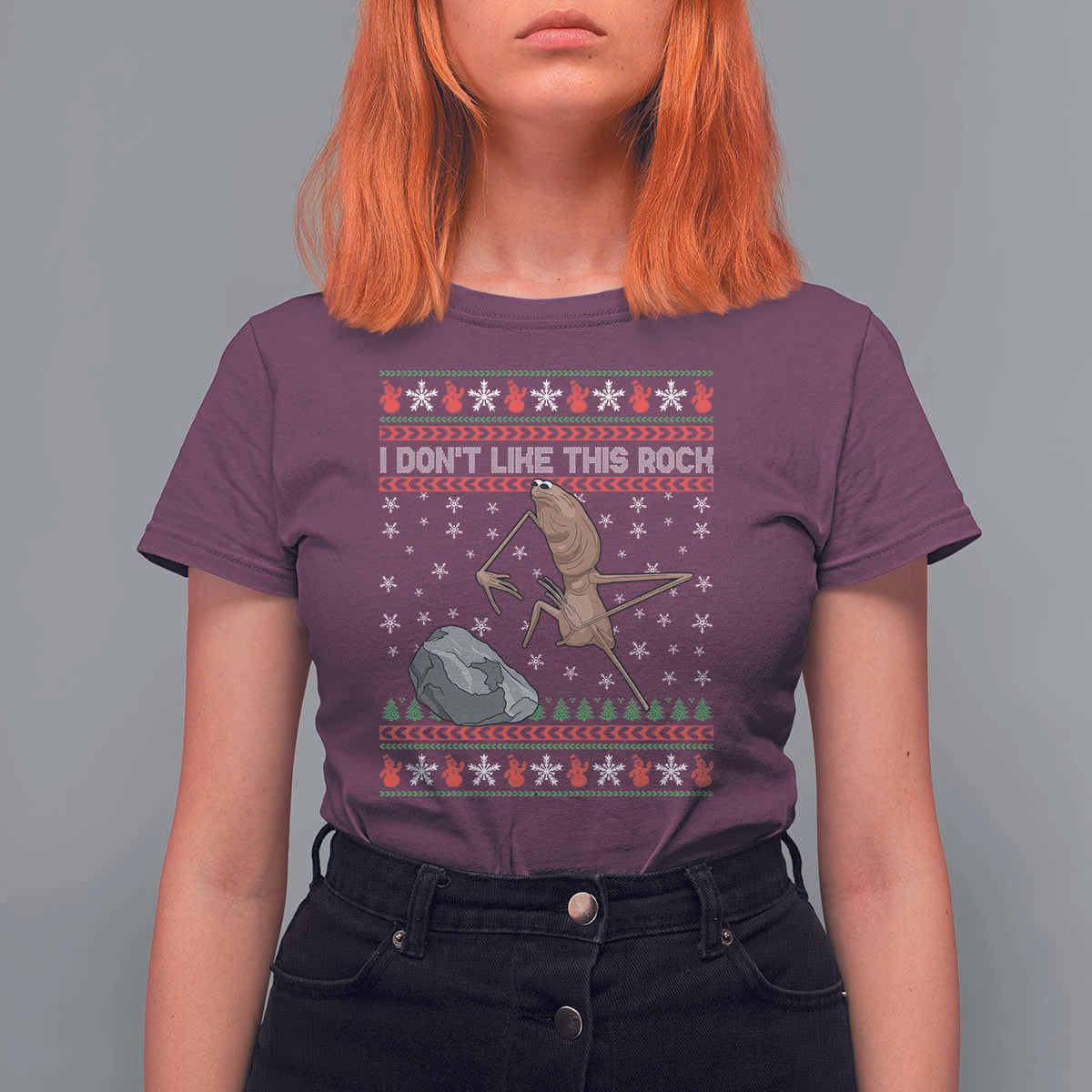 Funny Marcus The Worm Christmas T Shirt For Women I Dont Like This Rock Xmas Meme - Wonder Print Shop