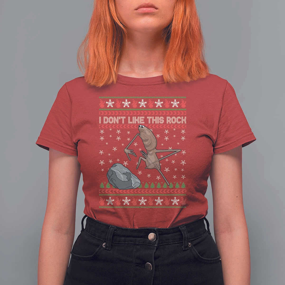 Funny Marcus The Worm Christmas T Shirt For Women I Dont Like This Rock Xmas Meme - Wonder Print Shop
