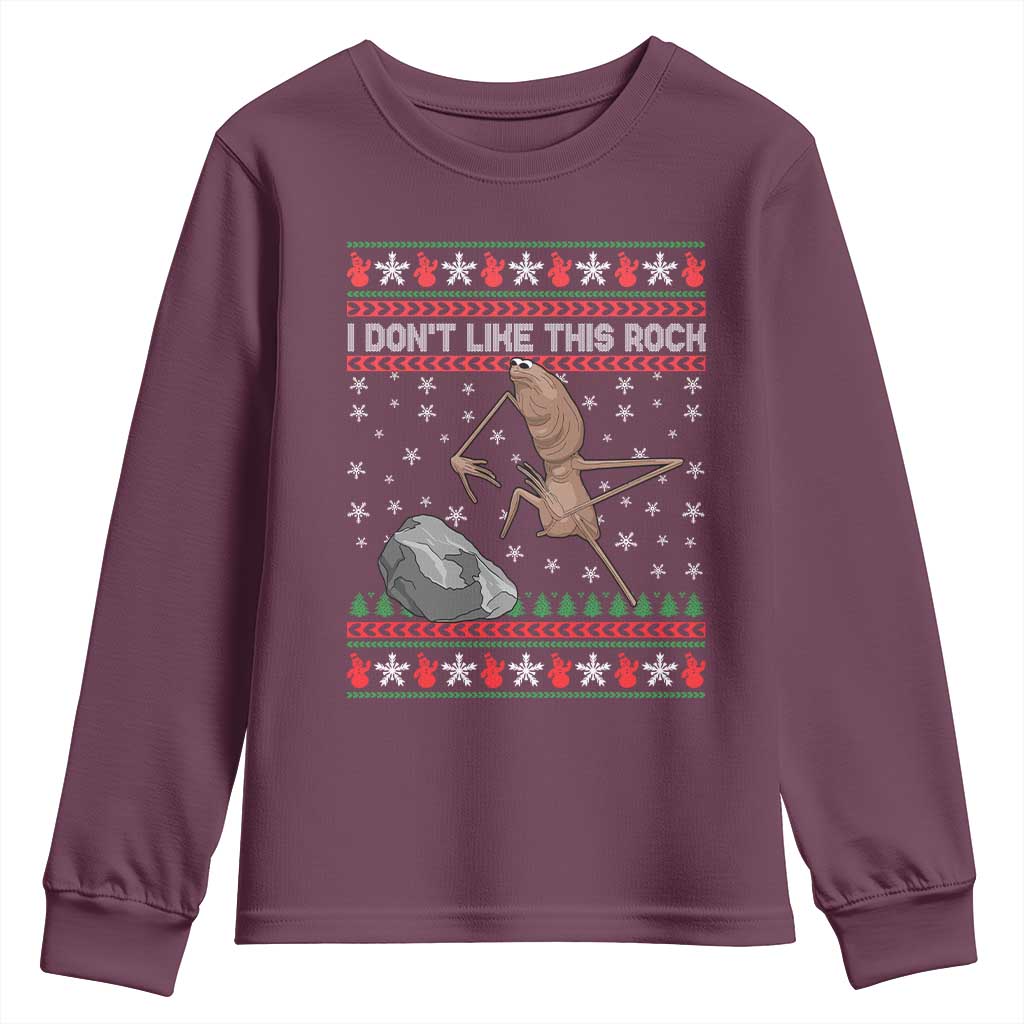 Funny Marcus The Worm Christmas Youth Sweatshirt I Dont Like This Rock Xmas Meme - Wonder Print Shop