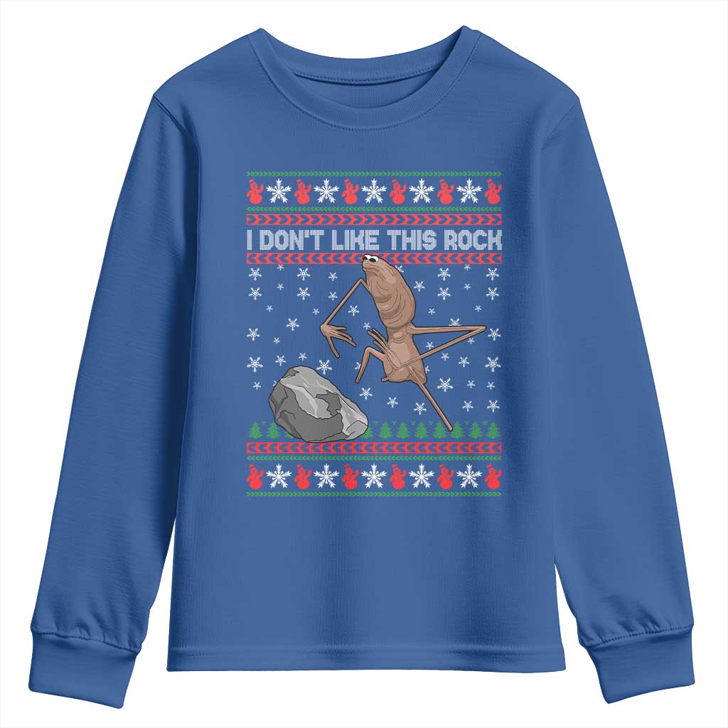 Funny Marcus The Worm Christmas Youth Sweatshirt I Dont Like This Rock Xmas Meme - Wonder Print Shop