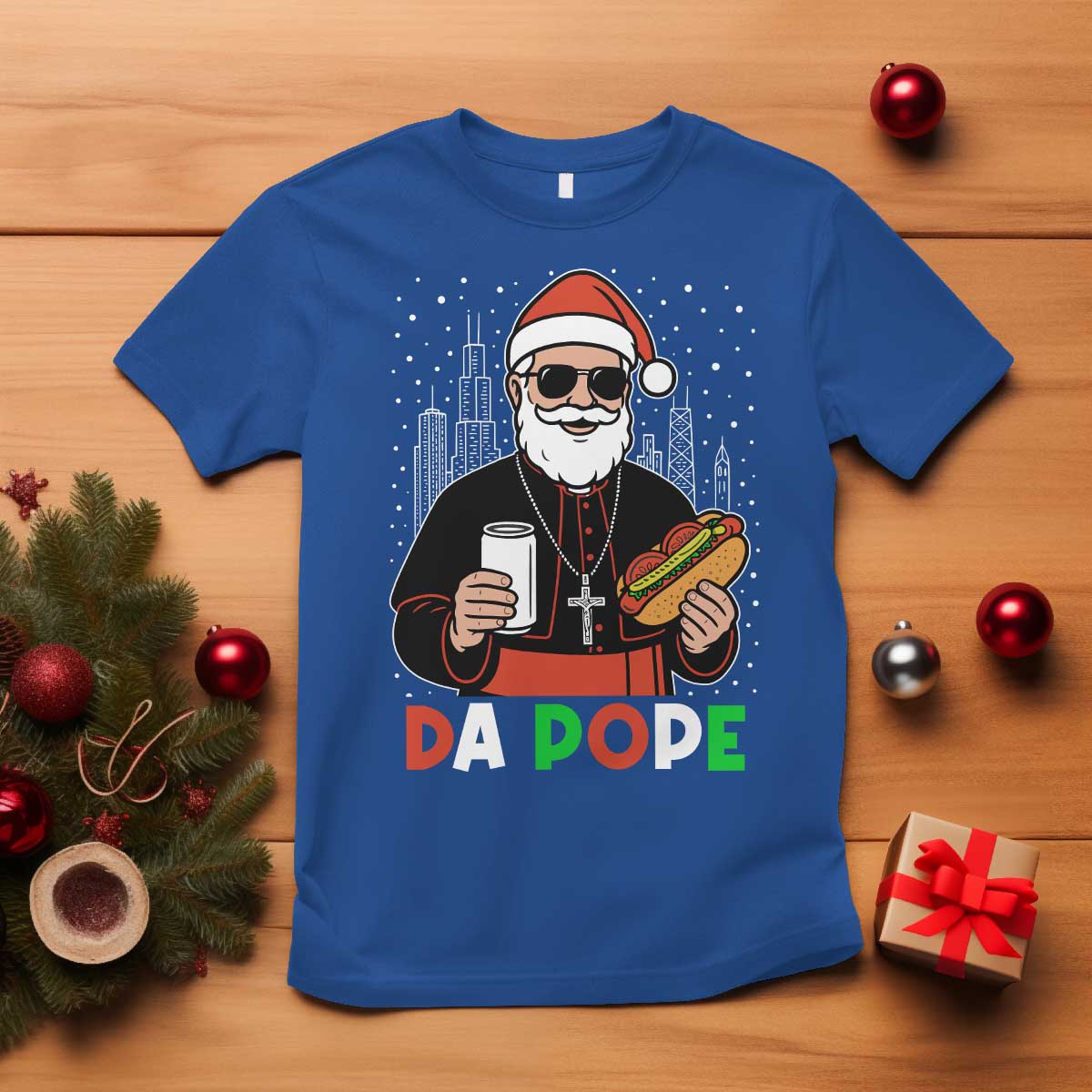 Pope Leo XIV Christmas T Shirt Cardinal Robert Prevost Santa Chicago - Wonder Print Shop
