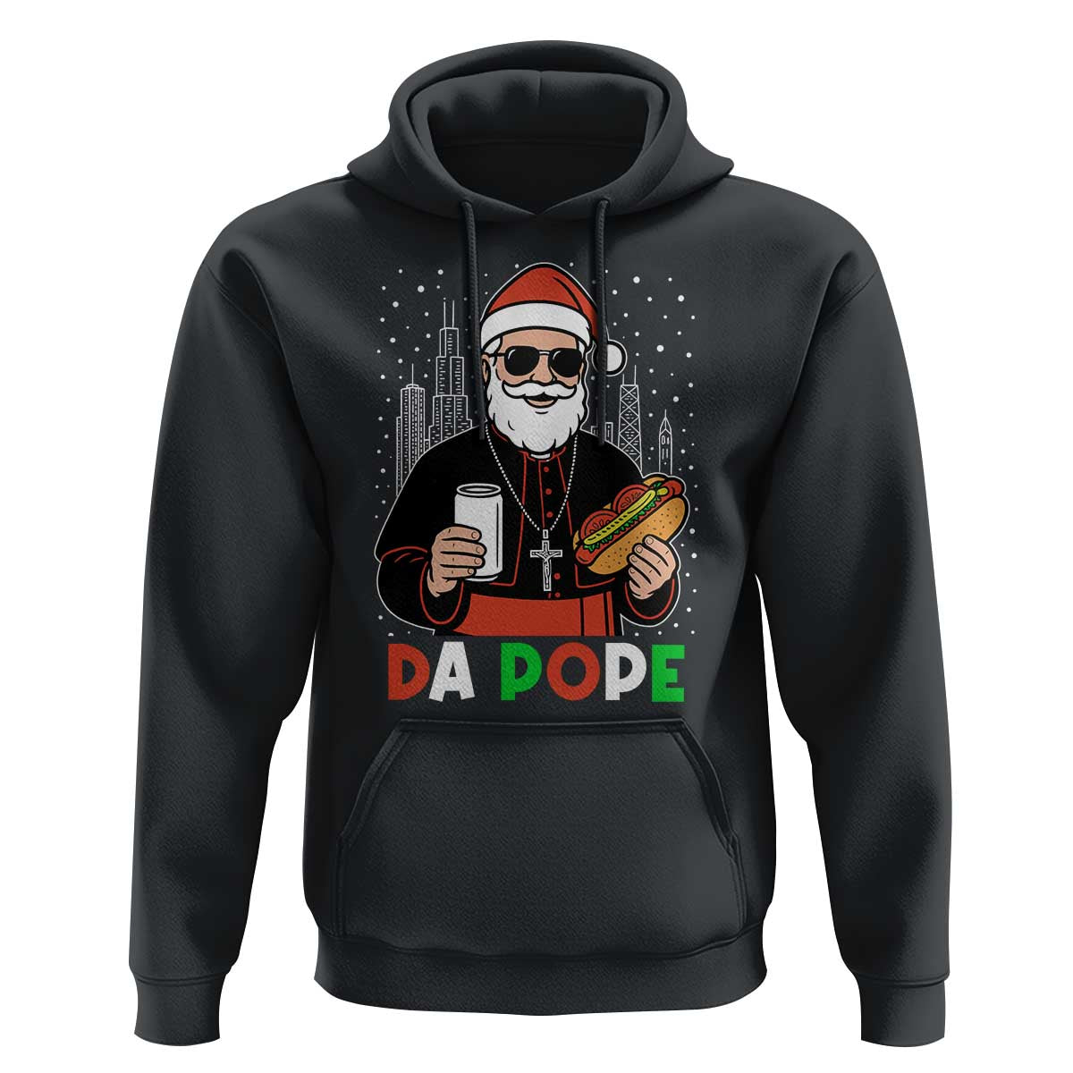 Pope Leo XIV Christmas Hoodie Cardinal Robert Prevost Santa Chicago - Wonder Print Shop