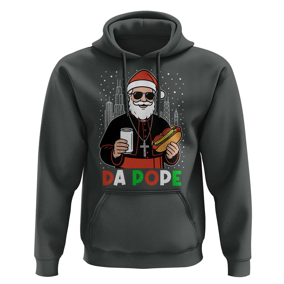 Pope Leo XIV Christmas Hoodie Cardinal Robert Prevost Santa Chicago - Wonder Print Shop
