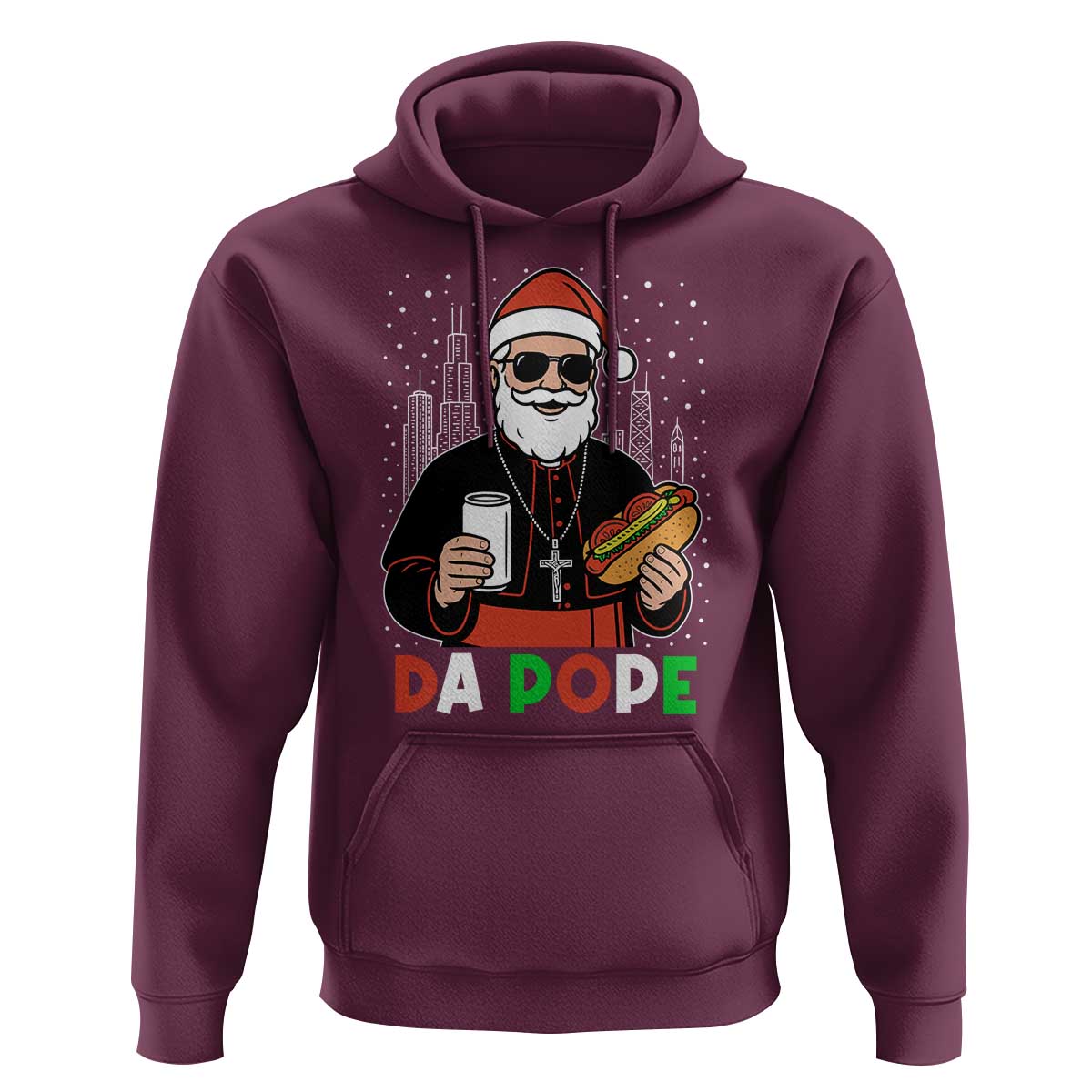 Pope Leo XIV Christmas Hoodie Cardinal Robert Prevost Santa Chicago - Wonder Print Shop