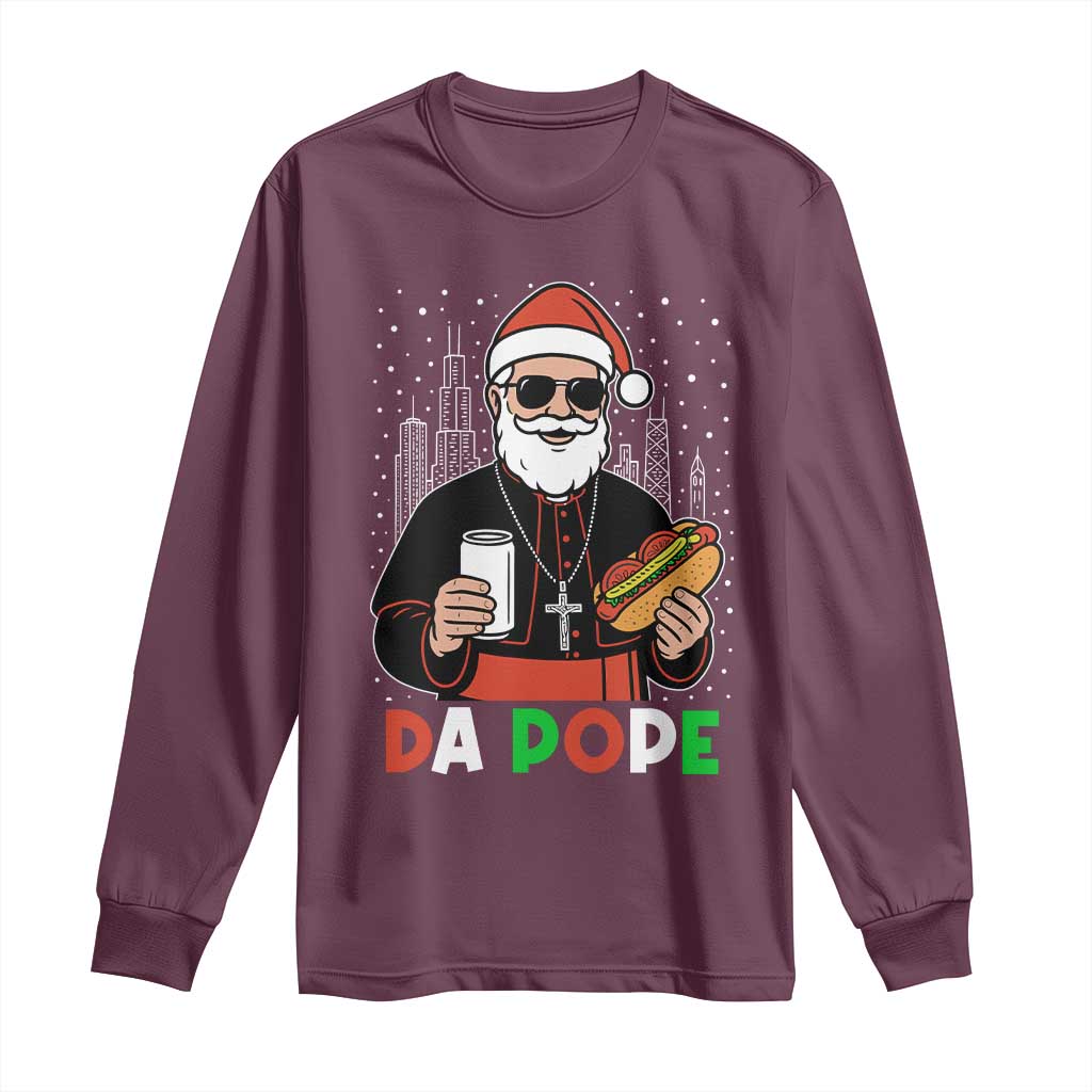 Pope Leo XIV Christmas Long Sleeve Shirt Cardinal Robert Prevost Santa Chicago - Wonder Print Shop