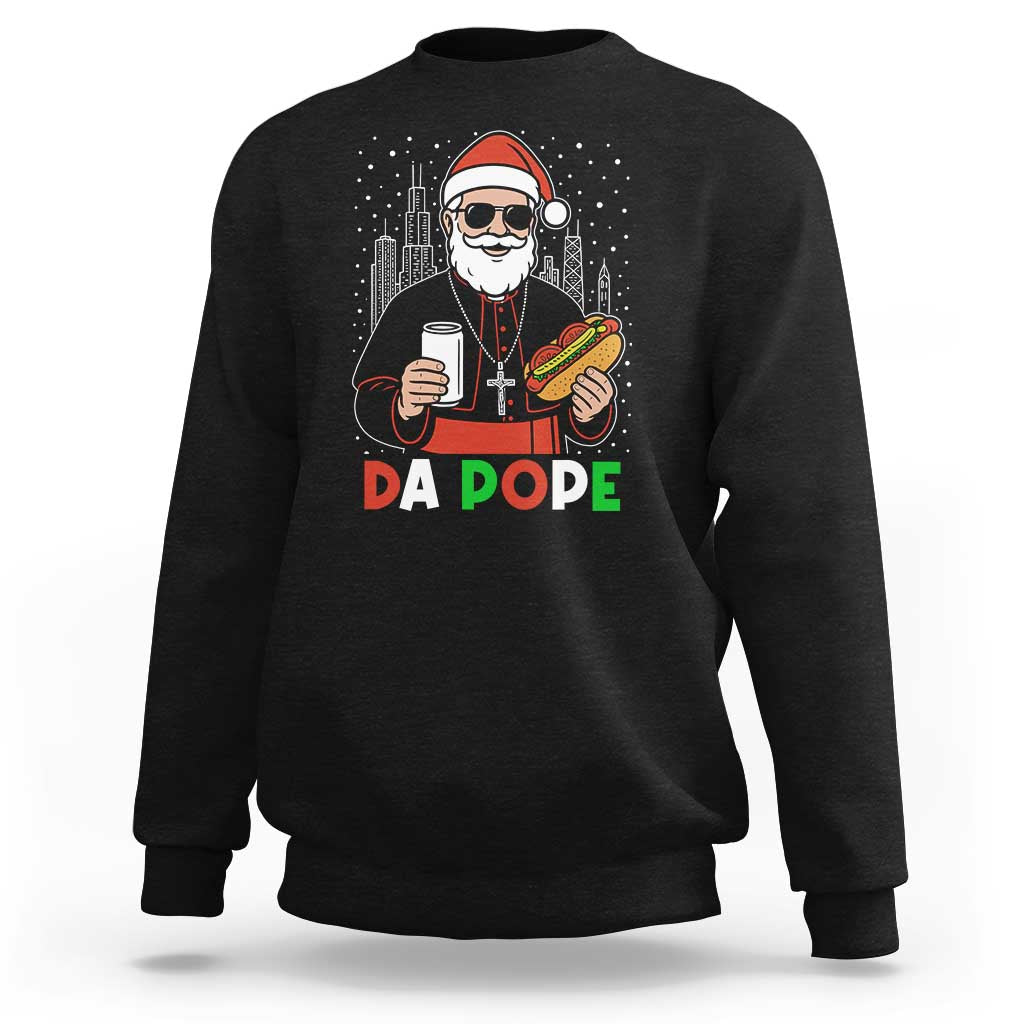 Pope Leo XIV Christmas Sweatshirt Cardinal Robert Prevost Santa Chicago - Wonder Print Shop