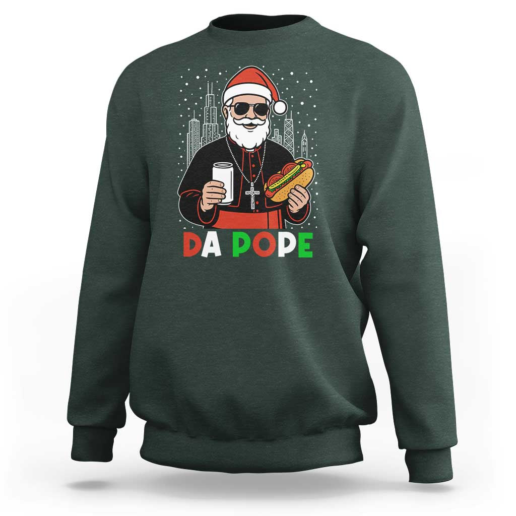 Pope Leo XIV Christmas Sweatshirt Cardinal Robert Prevost Santa Chicago - Wonder Print Shop